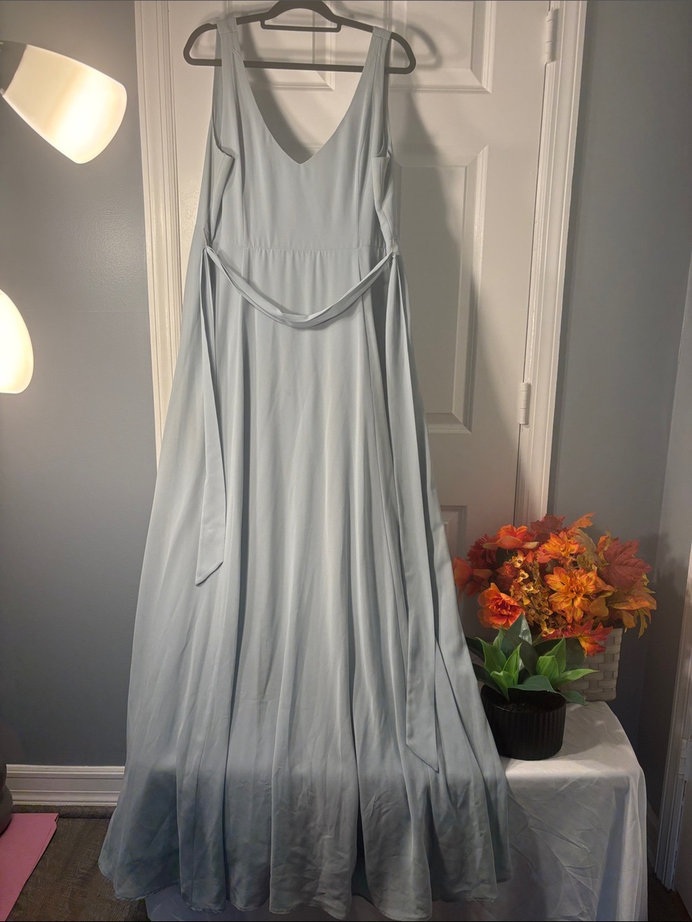 Show Me Your MuMu Powder Blue V-Neck Maxi Dress with Waist Sash